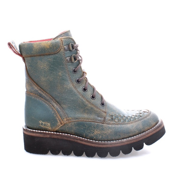 BED STU Boot BED|STU ELISHA II Moto Combat Platform Green Teal Blue Black Size 8 - Picture 7 of 15